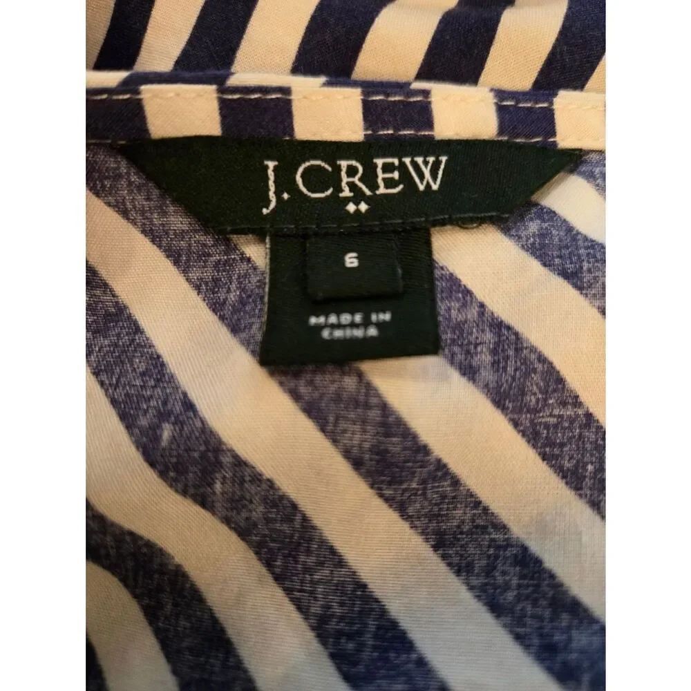 EC J.CREW NAVY BLUE & WHITE STRIPED DRESS W/POCKETS SZ.6 - Picture 3 of 6